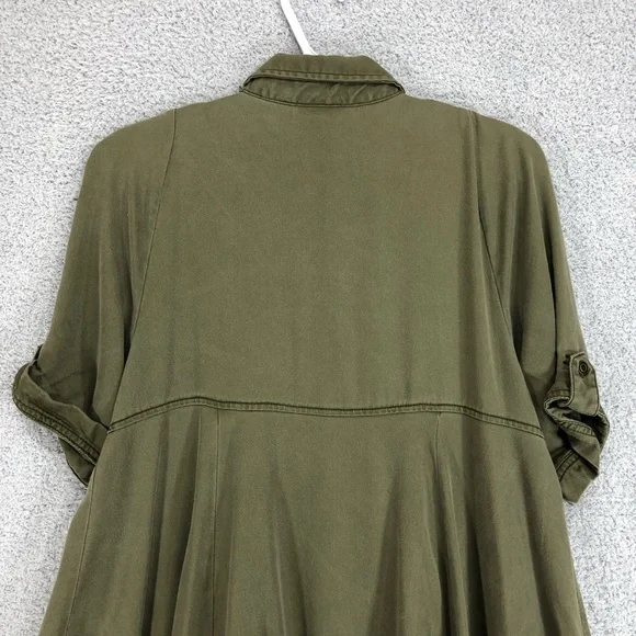 Holding Horses Fit and Flare Shirt Dress Size 8 Olive Green Lyocell - Picture 11 of 15